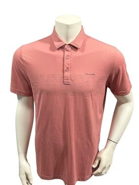 Travis Mathew Men’s Golf Polo Shirt Striped Pink Logo Short Sleeve M